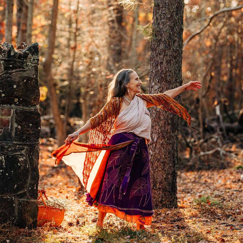 Ajeet Khalsa dancing in the forest, by Melissa Stissi